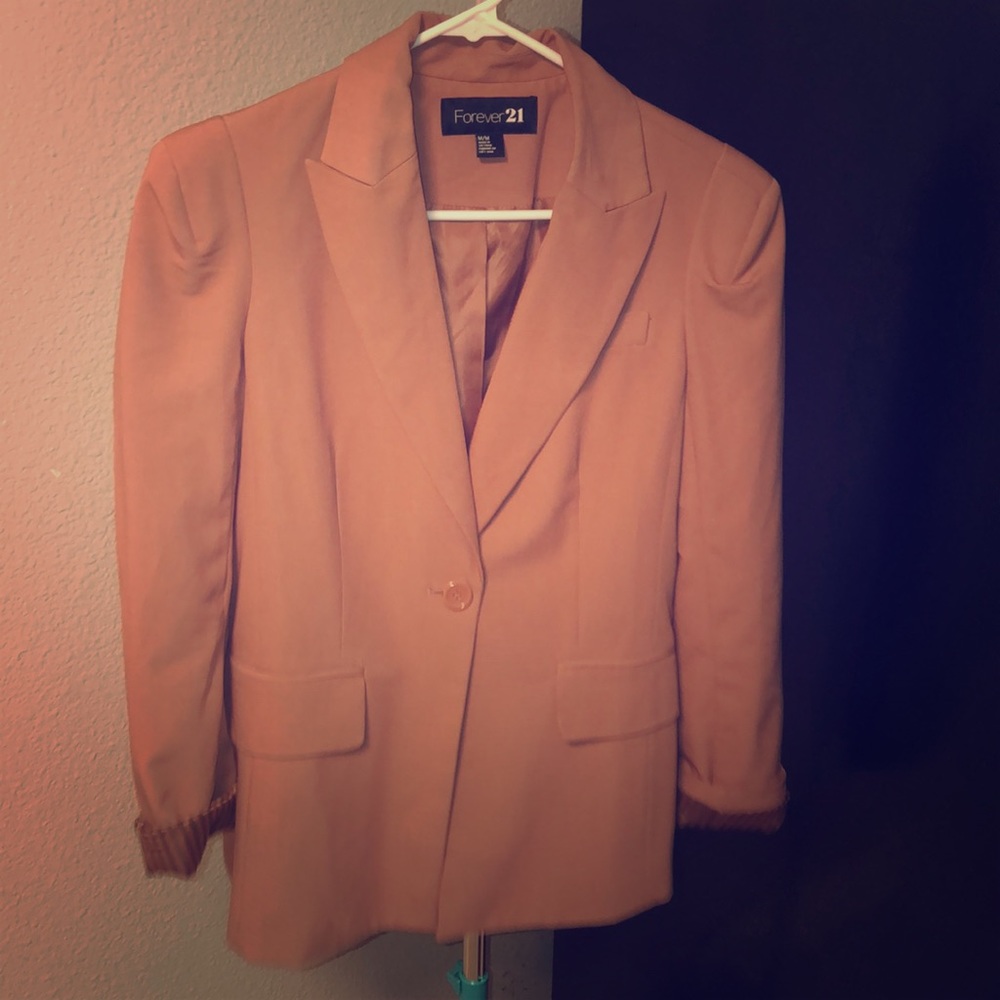 Mauve Colored Padded Shoulder Blazer
